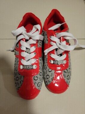 GUESS Kids Red and Gray Logo Lace-Up Sneakers